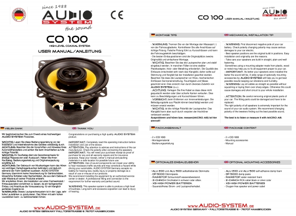 AUDIO SYSTEM CO 100 EVO