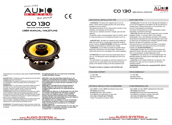 AUDIO SYSTEM CO 130 EVO
