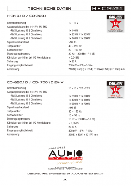 AUDIO SYSTEM CO-700.1 D 24V