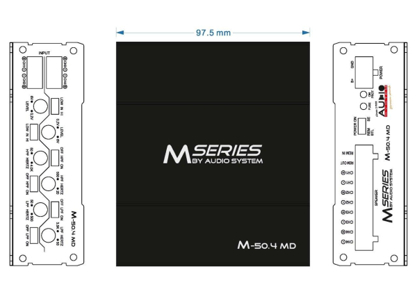 Preview: Audio System M-500.4 MD - Ultrakompakter 4-Kanal Digital Micro-Verstärker (4x 125 Watt RMS @ 2 Ohm / 2x 250 Watt RMS gebrückt)
