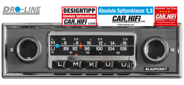 Blaupunkt Frankfurt Stereo MB - Klassisches 1-DIN Retro-Autoradio mit Mercedes-Benz Blende, DAB+, Bluetooth, USB, SD & geringer Einbautiefe (Shortbody)